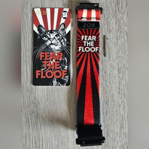 ZOX "FEAR THE FLOOF" #938 ANDROID SAMSUNG GALAXY NEW AMERICAN CAT 20mm WATCHBAND - Picture 2 of 12